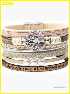 Inspirational Tree of Life Boho Leather Wrap Bracelet